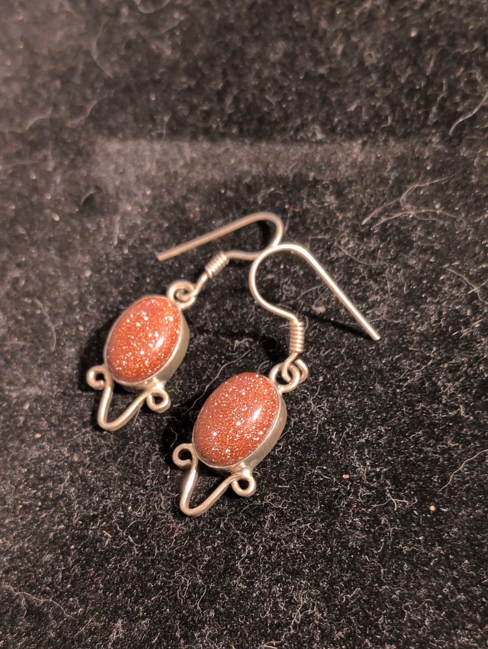 Sterling-Style Goldstone Drop Earrings in Sparkling Brown